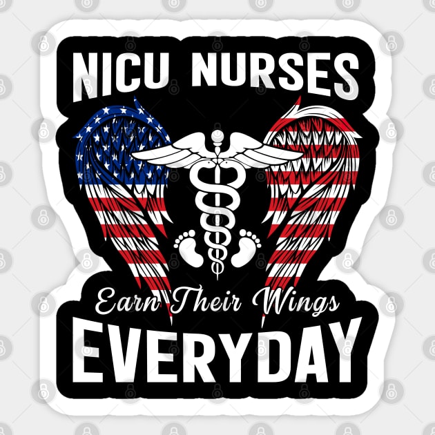 Nicu Nurse Earn Their Wings Everyday Flag American Sticker by neonatalnurse
